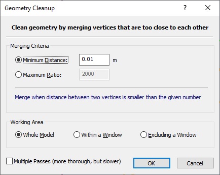 Geometry Cleanup dialog