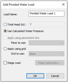 Add Ponded Water Load dialog box 