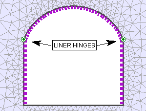 Liner with two Hinges (green circles with dot) 