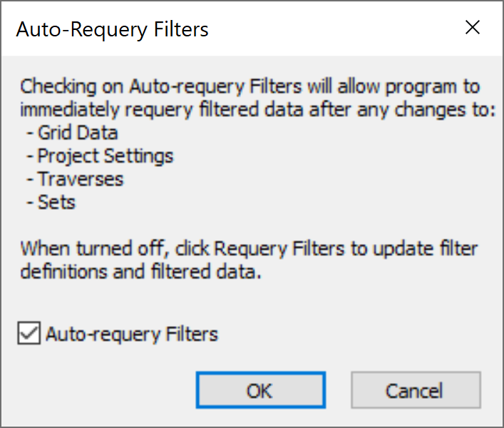 Auto-requery Filters Dialog