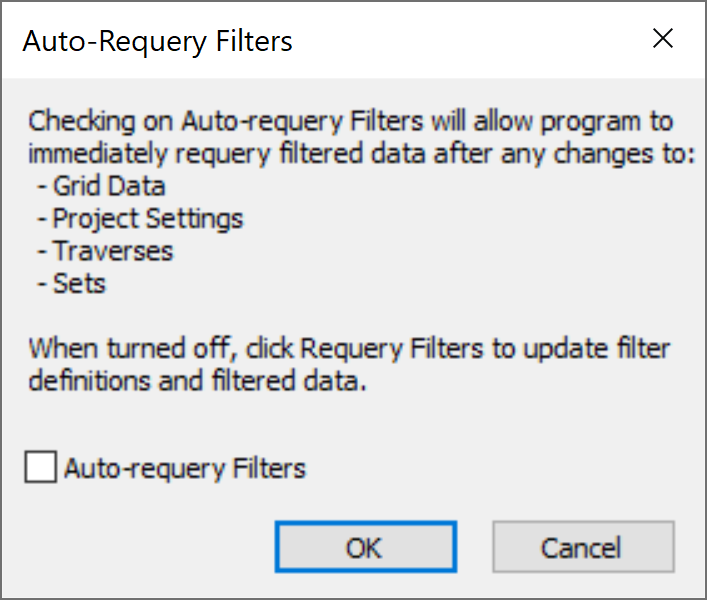 Auto-requery Filters Dialog