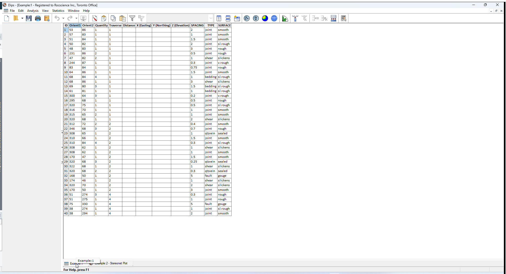 Model Grid Data view