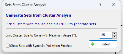 Sets From Cluster Analysis dialog