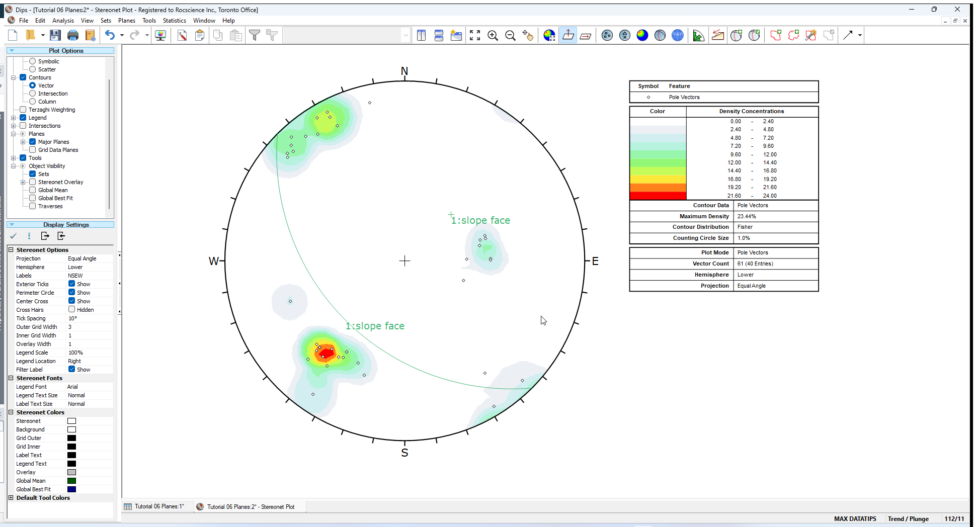 Stereonet Plot Plane/Pole View