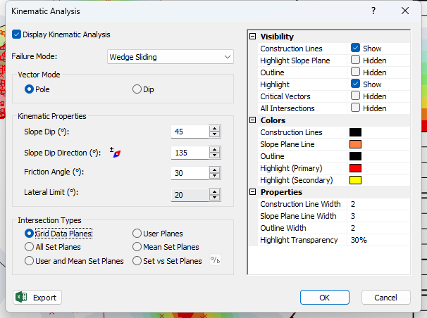 Kinematic Analysis Dialog