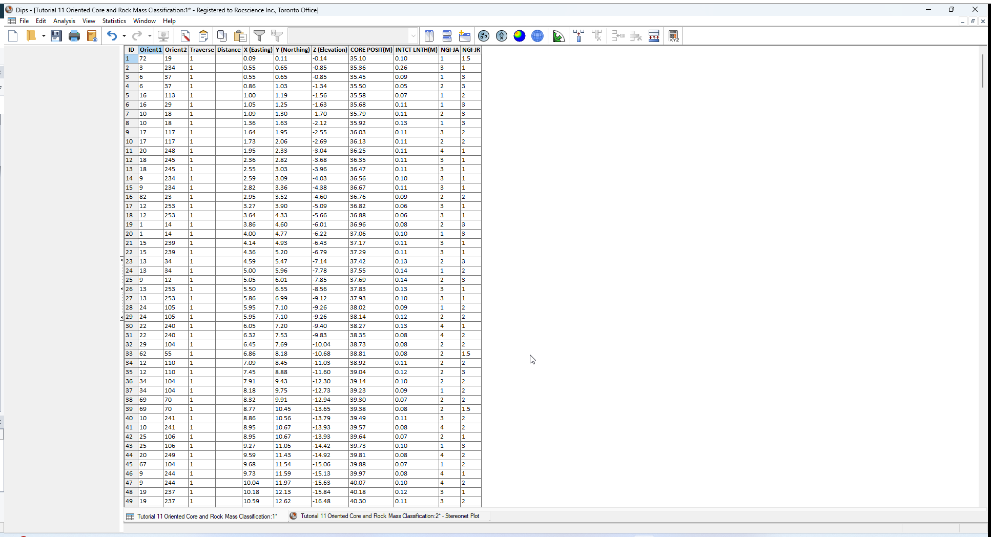 Distance column