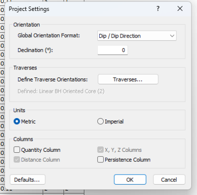 Project Settings dialog