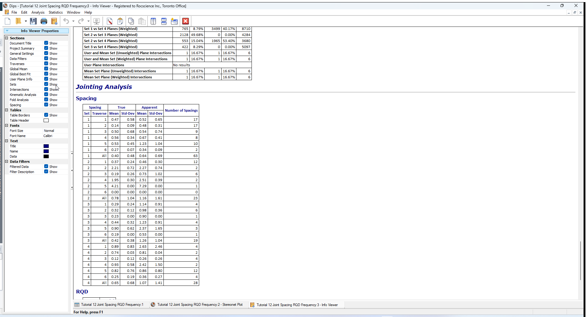 Info Viewer Jointing Analysis 