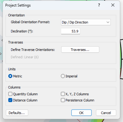 Project Settings dialog