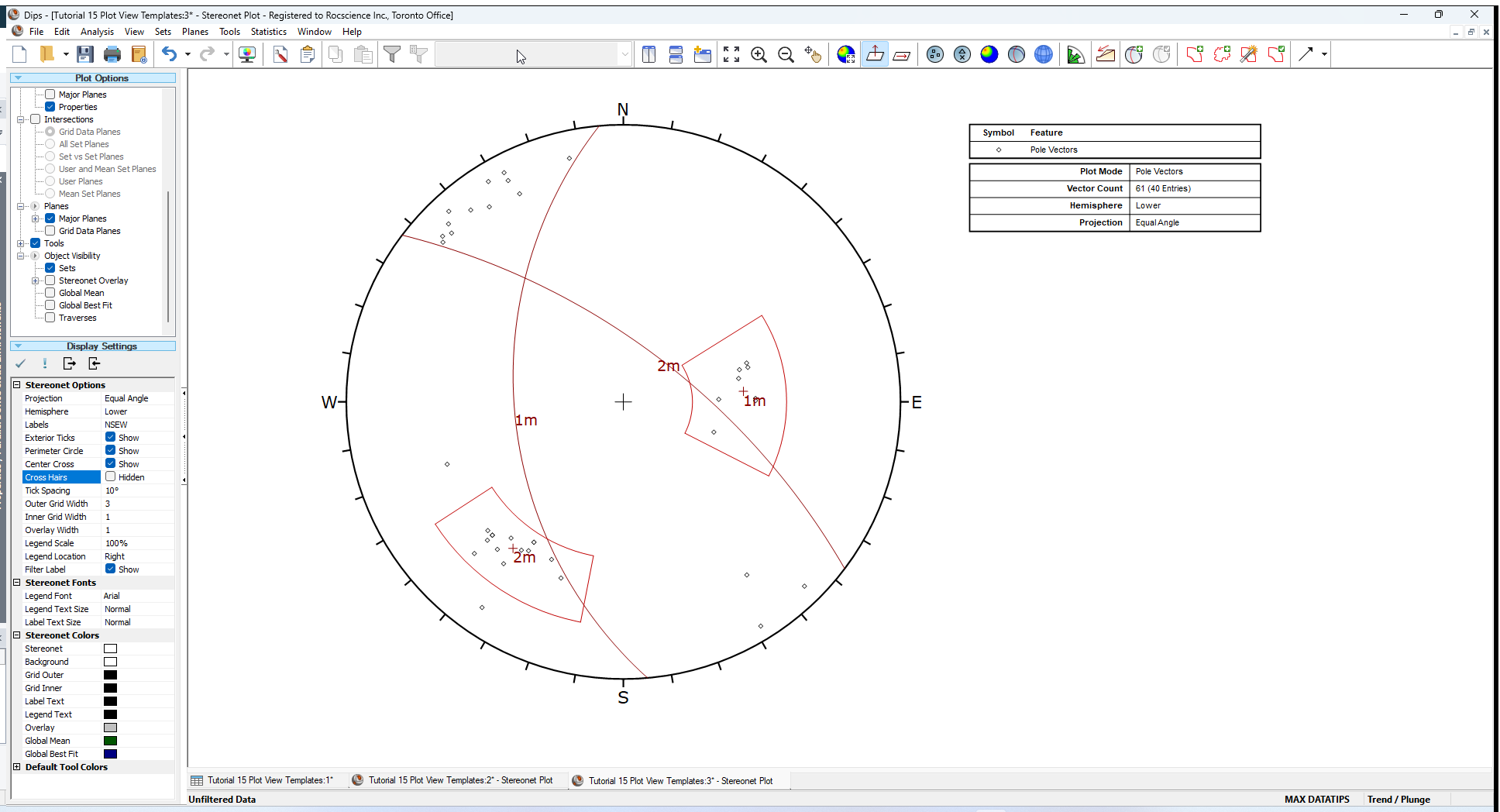 Stereonet with Pole Vectors