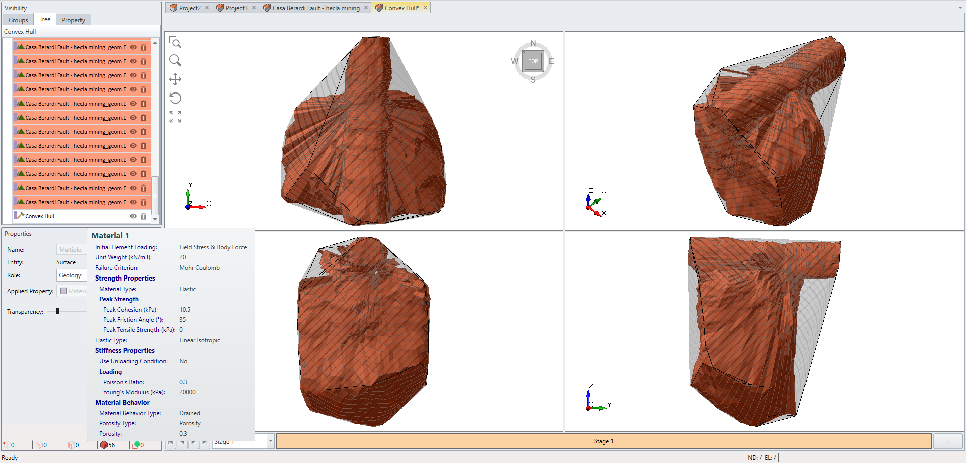 Select all entities and use Convex Hull and it creates an envelop surrounding the original ore body