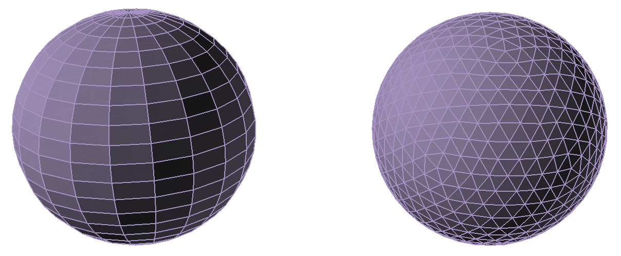 UVSphere (left) and Icosphere (right)