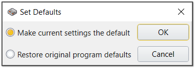 Set Default dialog