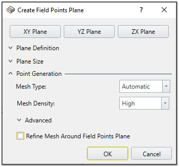 Create field points plane dialog