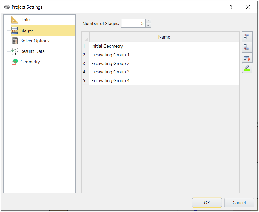 Project Settings - Stages