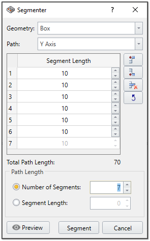 Segmenter dialog