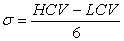 Equation to determine standard deviation 