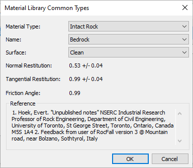 Material Library Common Types dialog 