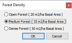 Forest Density dialog 
