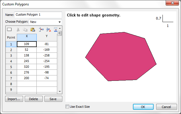 Custom Polygons dialog 