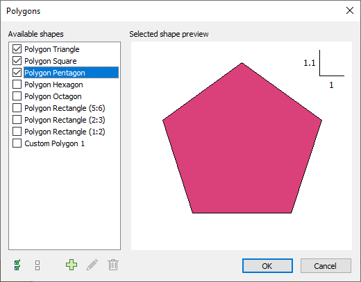 Polygons dialog box 