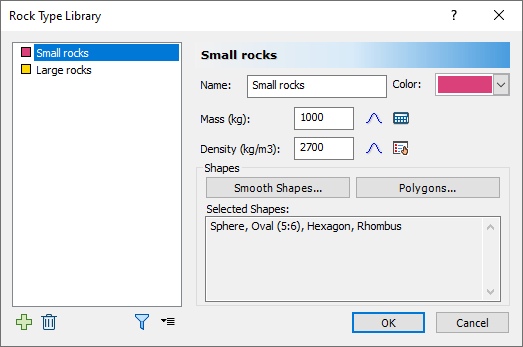Rock Type Library dialog 
