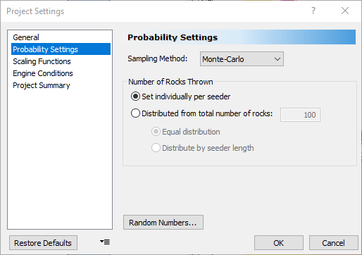 Project Settings dialog 