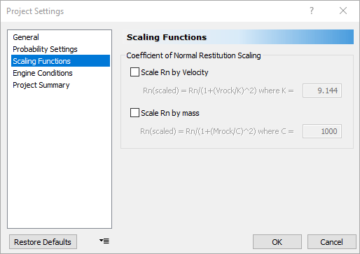 Project Settings dialog 