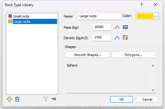 Rock Type Library dialog 