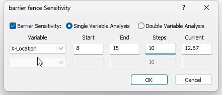 Barrier Fence Sensitivity dialog 