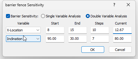 Barrier Fence Sensitivity dialog 