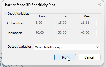 Barrier Fence 3d Sensitivity Plot dialog 