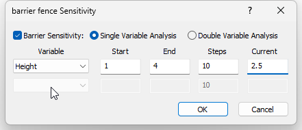 Barrier Fence Sensitivity dialog 