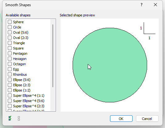 Smooth Shapes dialog 