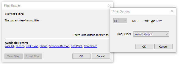 Filter Results dialog 