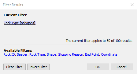 Filter Results dialog 