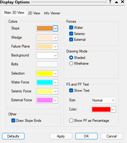 Display Options dialog