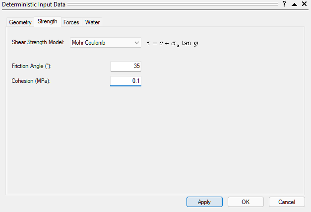 Input Data dialog