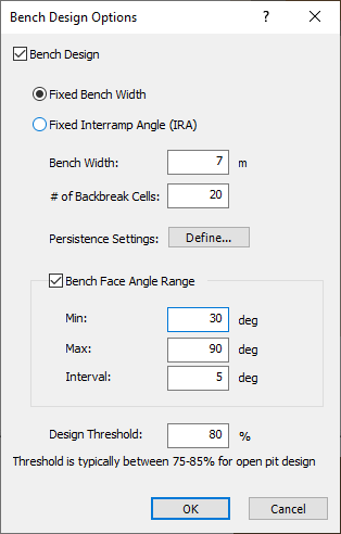 Bench Design check box