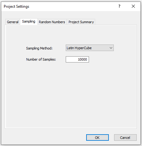 Project Settings Dialog - Sampling Tab