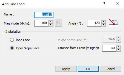 Add Line Load dialog