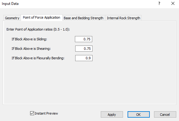 Point of Force Application tab