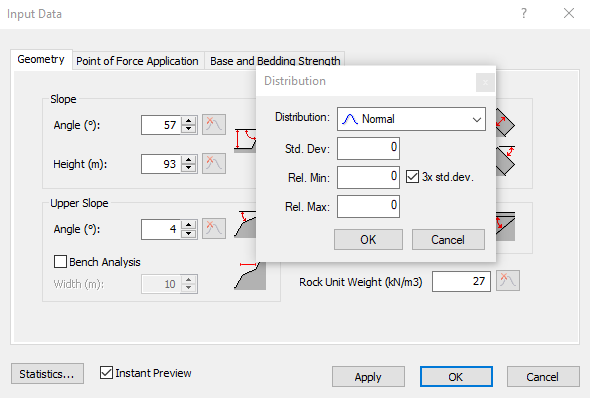 Input data tab