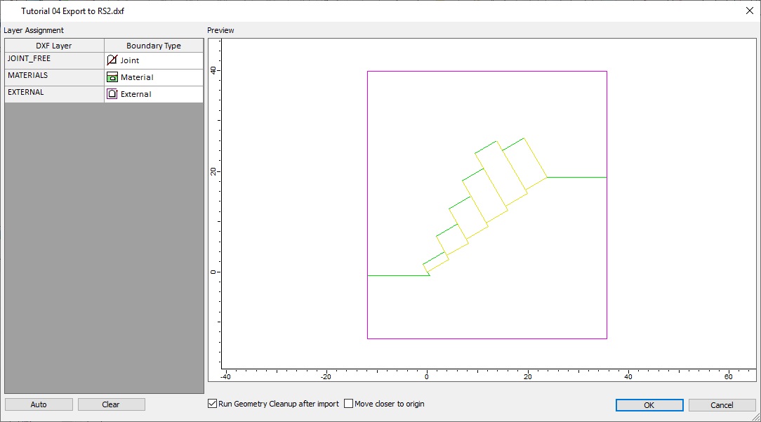 Import DXF dialog