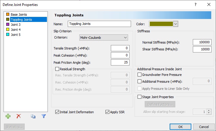 Define Joint Properties Toppling Joints