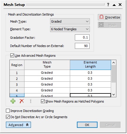 Mesh Setup dialog