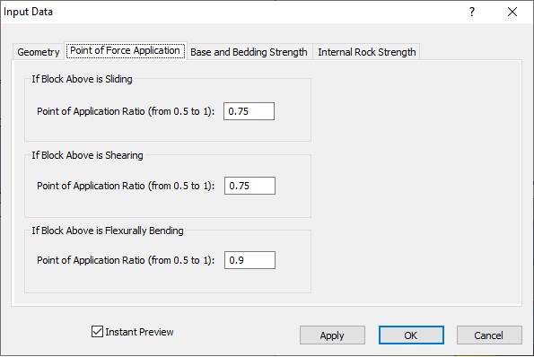 input data Point of Force Application 