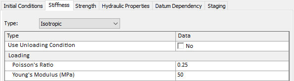 Stiffness tab inputs 