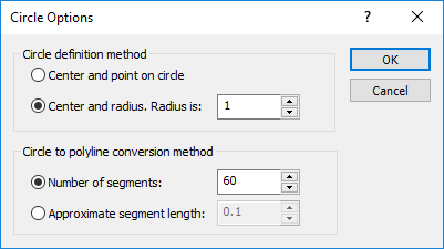 Circular Options dialog 