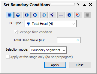 Set Boundary conditions dialog box 